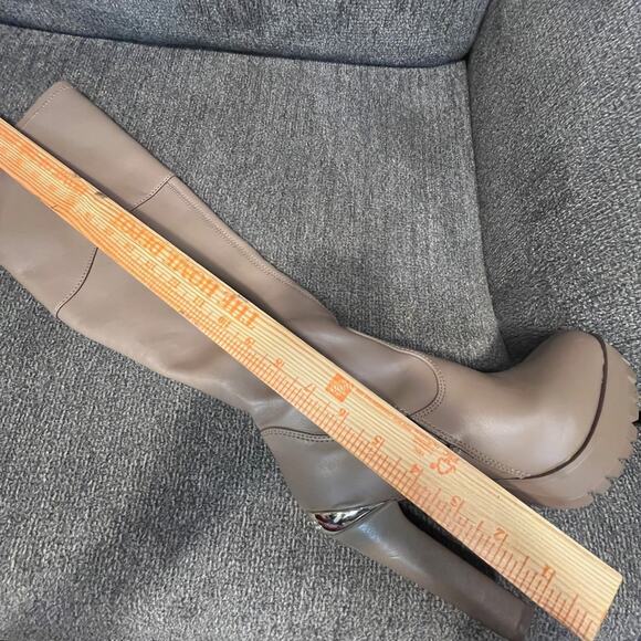Guess Boots Womens 6 Taupe Over The Knee Faux Leather Chunky High Heel Taylin - Picture 9 of 11